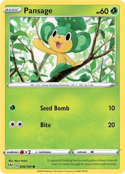 Pansage (SWSH03: Darkness Ablaze) Near Mint - Nick Nack's Full Frontal Attack