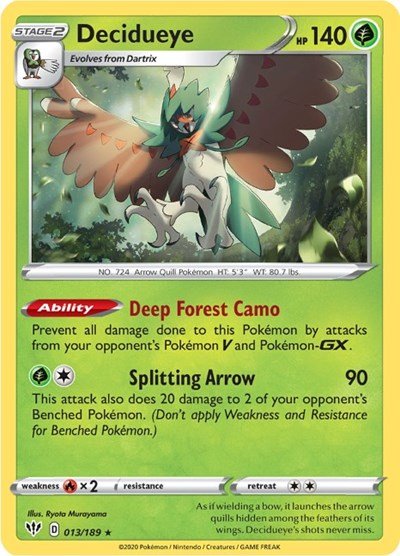 Decidueye (SWSH03: Darkness Ablaze) Near Mint Holofoil - Nick Nack's Full Frontal Attack