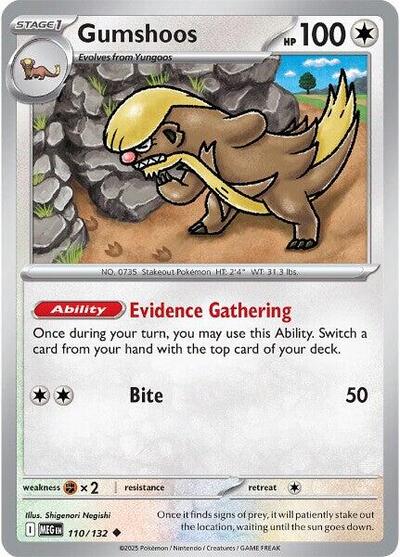 Gumshoos - 110 (ME01: Mega Evolution) Near Mint - Nick Nack's Full Frontal Attack