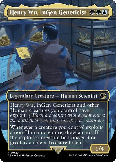 Henry Wu, InGen Geneticist (Borderless) (Emblem) (Universes Beyond: Jurassic World Collection) Heavy Play Foil