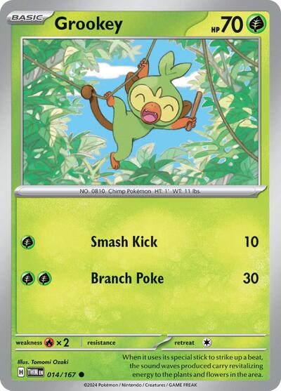 Grookey (SV06: Twilight Masquerade) Near Mint Reverse Holofoil - Nick Nack's Full Frontal Attack
