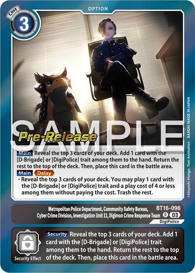 Metropolitan Police Department, Community Safety Bureau, Cyber Crime Division, Investigation Unit 11... (Beginning Observer Pre-Release Cards) Near Mint Foil