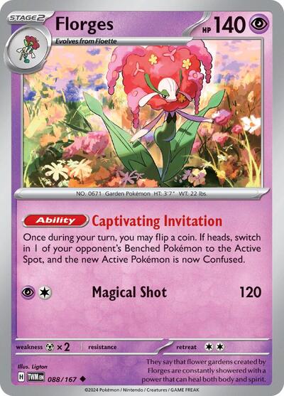 Florges (SV06: Twilight Masquerade) Near Mint Reverse Holofoil - Nick Nack's Full Frontal Attack