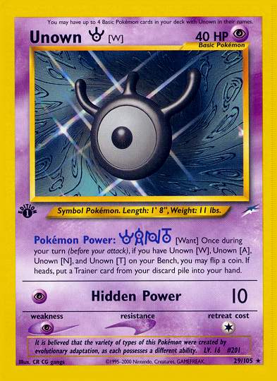 Unown (W) (Neo Destiny) Light Play 1st Edition