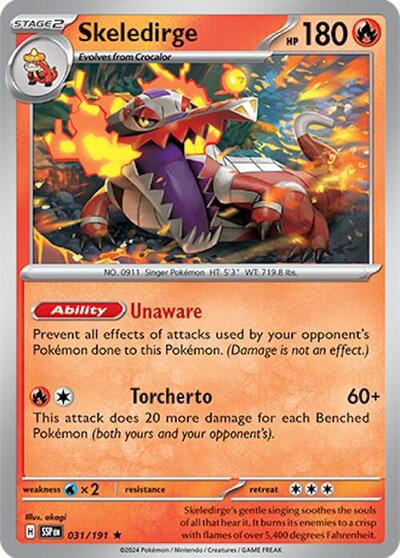 Skeledirge (SV08: Surging Sparks) Near Mint Reverse Holofoil - Nick Nack's Full Frontal Attack
