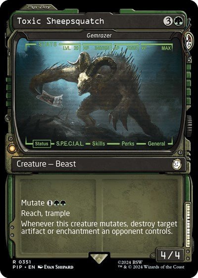 Toxic Sheepsquatch - Gemrazer (Showcase) (Universes Beyond: Fallout) Near Mint - Nick Nack's Full Frontal Attack