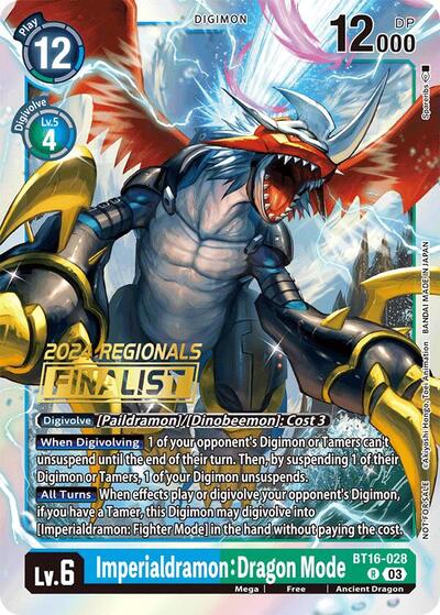 Imperialdramon: Dragon Mode (2024 Regionals Finalist) (Beginning Observer) Near Mint Foil