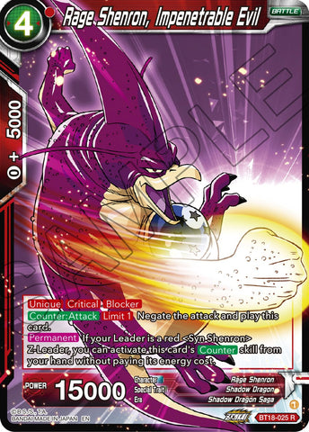 Rage Shenron, le mal impénétrable (BT18-025) [Dawn of the Z-Legends] 