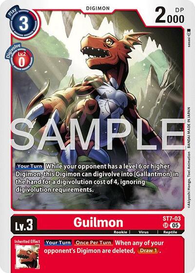 Guilmon ST7 - 03 (Advanced Booster Digimon Generation) Near Mint Foil - Nick Nack's Full Frontal Attack