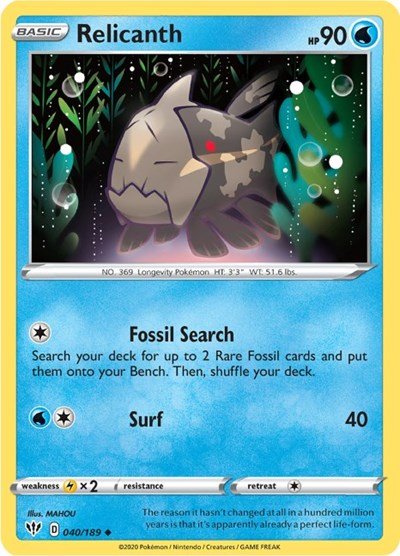 Relicanth (SWSH03: Darkness Ablaze) Near Mint - Nick Nack's Full Frontal Attack