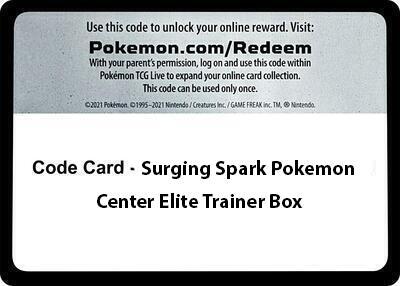 Code Card - Surging Spark Pokemon Center Elite Trainer Box (SV08: Surging Sparks) Near Mint