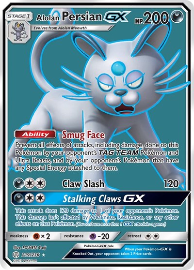 Alolan Persian GX (Full Art) (SM - Cosmic Eclipse) Near Mint Holofoil