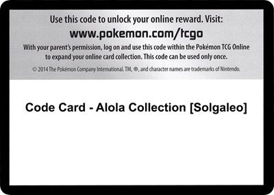 Code Card - Alola Collection (Solgaleo) (XY - Evolutions) Near Mint