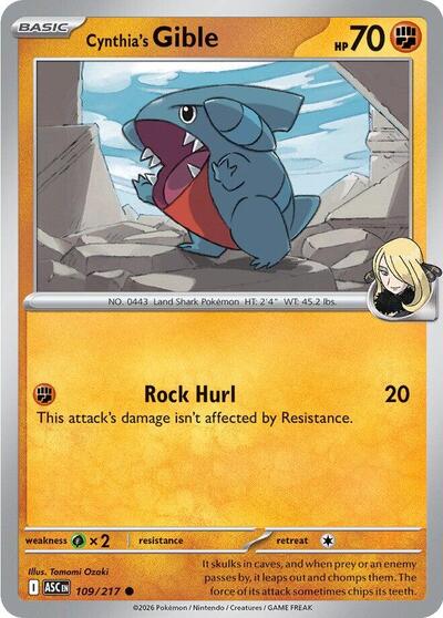 Cynthia's Gible (ME: Ascended Heroes) Near Mint - Nick Nack's Full Frontal Attack