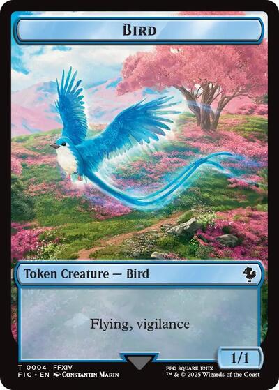 Bird / Hero (0028) Double - Sided Token (Surge Foil) (Commander: FINAL FANTASY) Near Mint Foil - Nick Nack's Full Frontal Attack