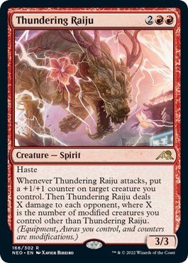 Thundering Raiju (Kamigawa: Neon Dynasty) Near Mint Foil - Nick Nack's Full Frontal Attack
