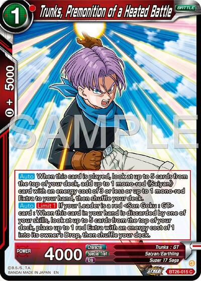 Trunks, Premonition of a Heated Battle (Ultimate Advent) Near Mint