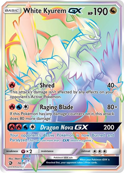 White Kyurem GX (Secret) (Dragon Majesty) Near Mint Holofoil