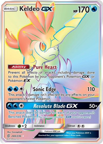 Keldeo GX (Secret) (SM - Unified Minds) Near Mint Holofoil