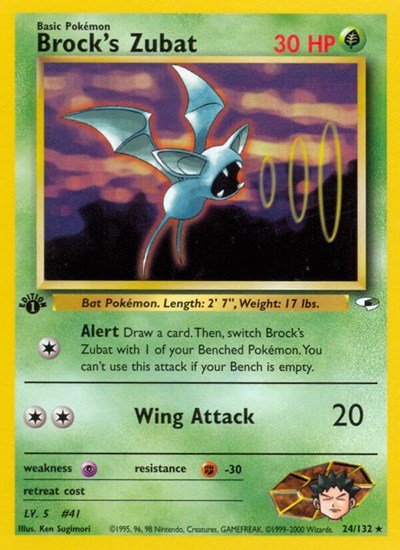 Brock's Zubat (24) (Gym Heroes) Light Play 1st Edition