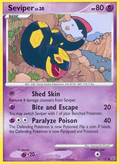 Seviper (Platinum) Light Play Reverse Holofoil - Nick Nack's Full Frontal Attack
