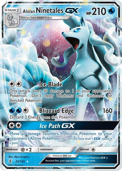 Alolan Ninetales GX (SM - Guardians Rising) Near Mint Holofoil