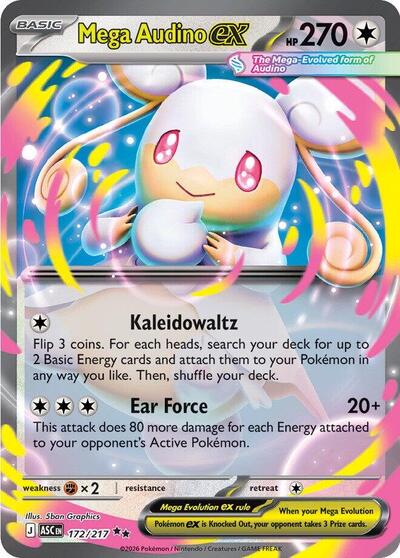 Mega Audino ex - 172 (ME: Ascended Heroes) Near Mint Holofoil - Nick Nack's Full Frontal Attack