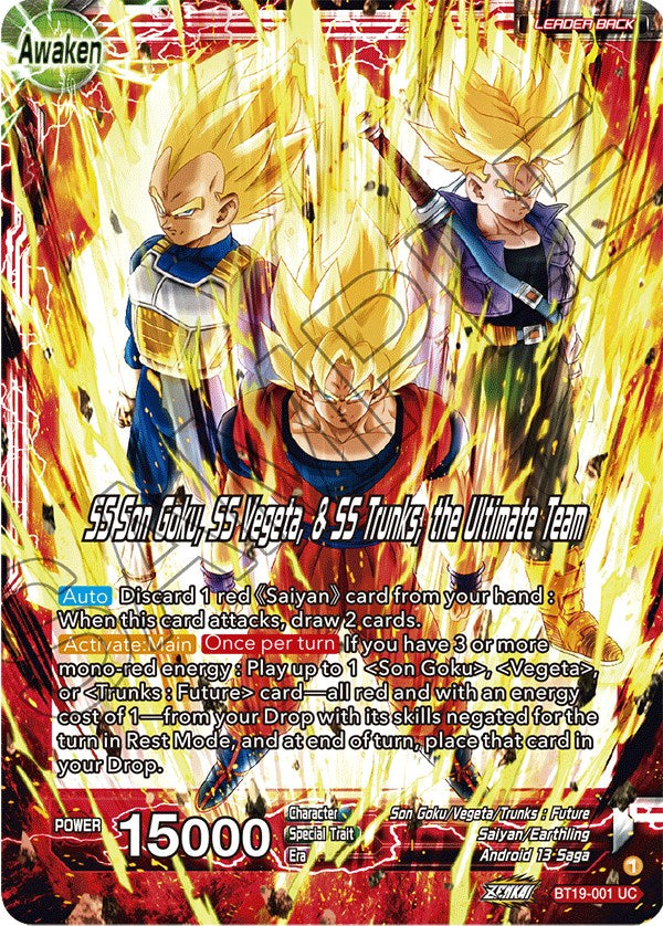 Son Goku & Vegeta & Trunks // SS Son Goku, SS Vegeta, & SS Trunks, the Ultimate Team (BT19-001) [Fighter's Ambition]