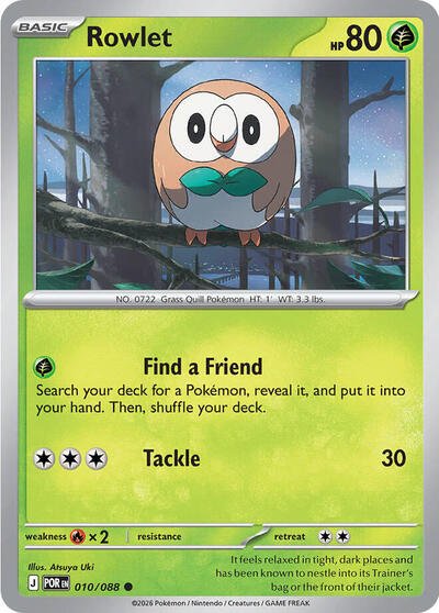 Rowlet - 010 (ME03: Perfect Order) Near Mint Reverse Holofoil - Nick Nack's Full Frontal Attack