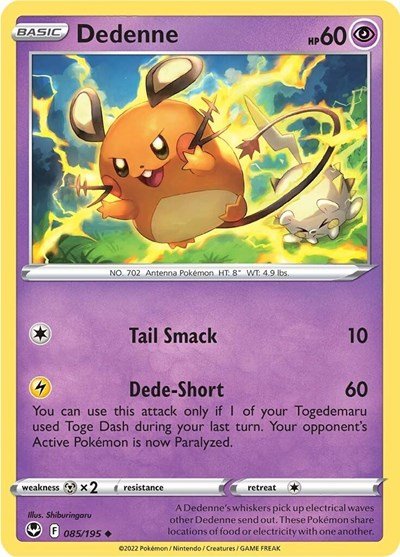 Dedenne (SWSH12: Silver Tempest) Near Mint - Nick Nack's Full Frontal Attack
