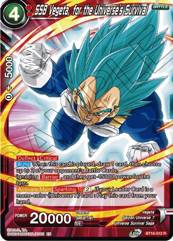 SSB Vegeta, for the Universe's Survival (BT16-012) [Realm of the Gods]