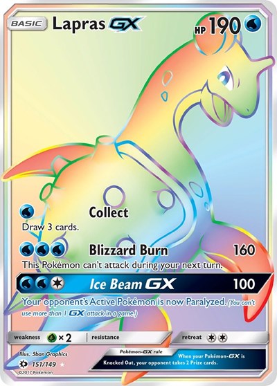 Lapras GX (Secret) (SM Base Set) Near Mint Holofoil