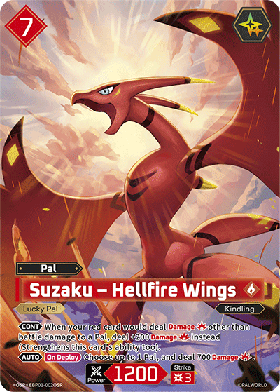 Suzaku – Hellfire Wings [EBP01-002OSR] (Dawn of Palpagos - OSR) - Nick Nack's Full Frontal Attack