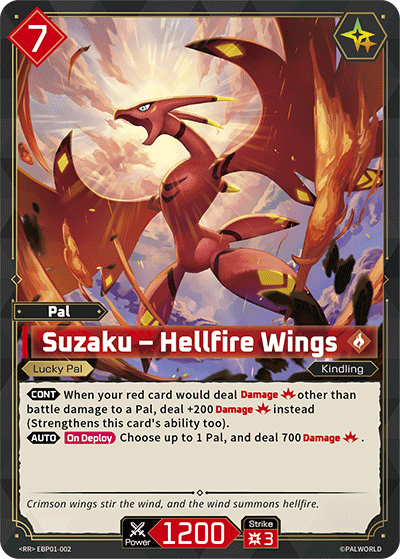 Suzaku – Hellfire Wings [EBP01-002] (Dawn of Palpagos - RR) - Nick Nack's Full Frontal Attack