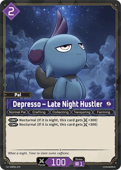 Depresso – Late Night Hustler [EBP01-079] (Dawn of Palpagos - U) Palworld TCG