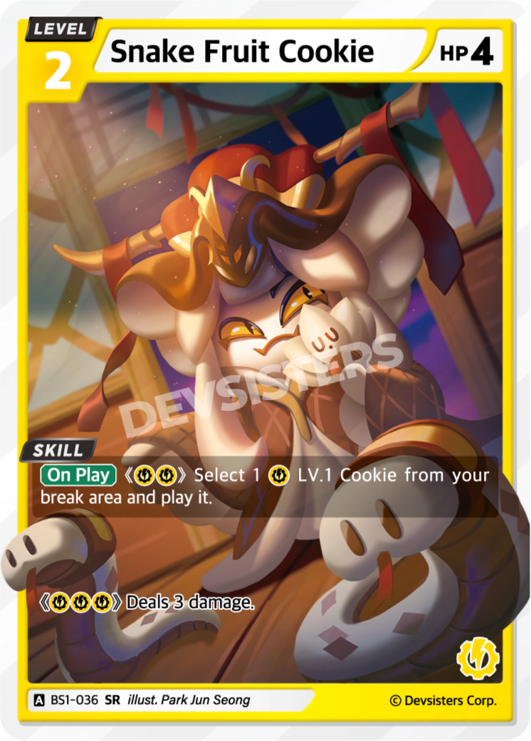 Snake Fruit Cookie - [BS1 - 036] (Brave Beginning - SR) Near Mint - Nick Nack's Full Frontal Attack