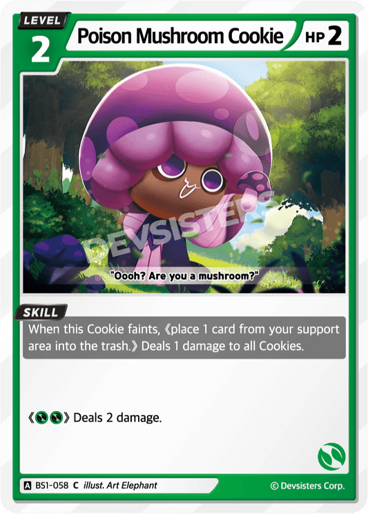 Poison Mushroom Cookie - [BS1 - 058] (Brave Beginning - C) Near Mint - Nick Nack's Full Frontal Attack