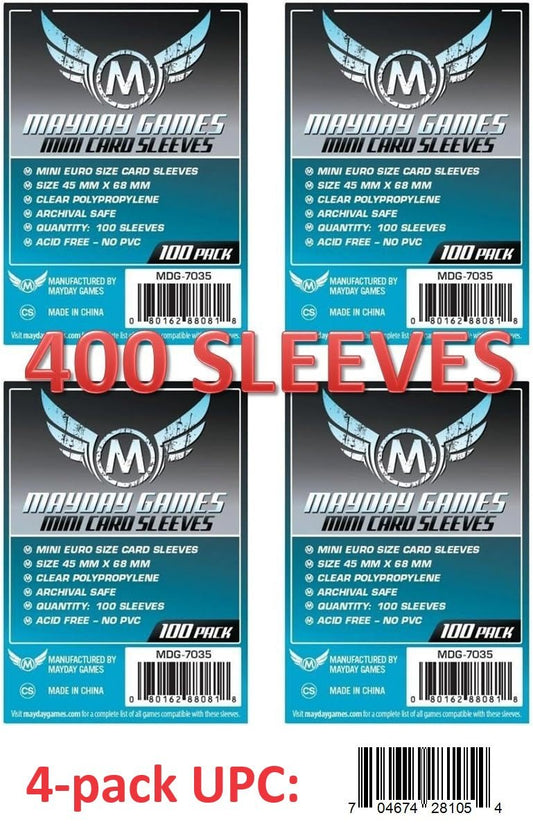 Mini Euro Card Sleeves (45x68mm) 4 Pack Bundle, 400 Sleeves, 40 Micron - Nick Nack's Full Frontal Attack