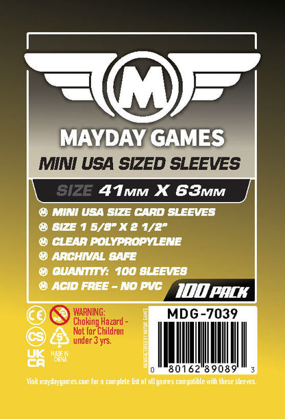 Mini USA Card Sleeves (41x63mm) Standard 7039 or Premium 7075