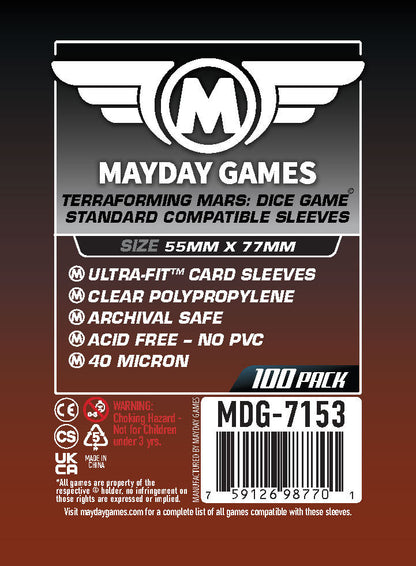 "Terraforming Mars: Dice Game" Compatible Sleeves (55x77mm)