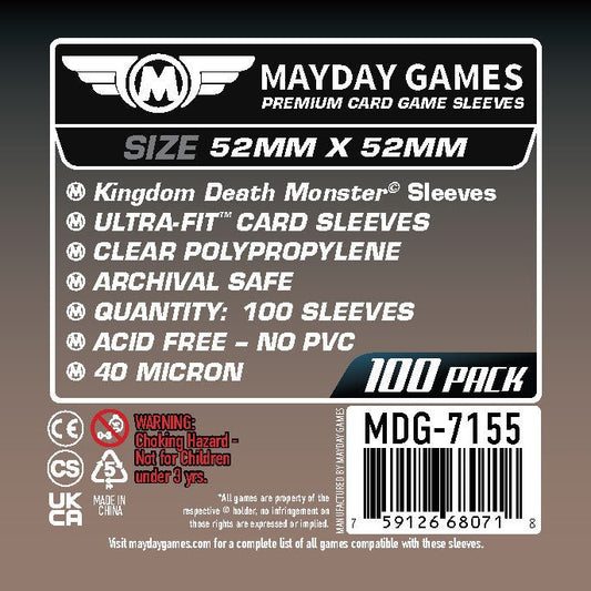 "Kingdom Death Monster" Compatible Card Sleeves (52x52mm) Standard 7155 or Premium 7160 - Nick Nack's Full Frontal Attack