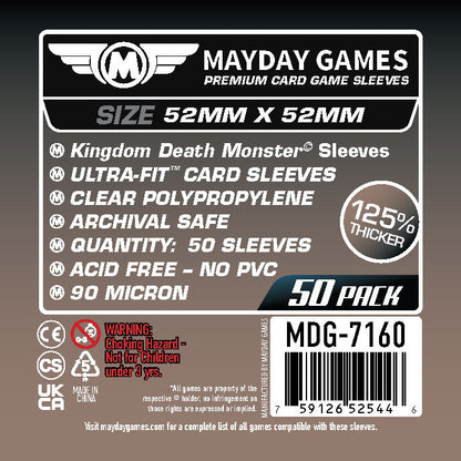 "Kingdom Death Monster" Compatible Card Sleeves (52x52mm)  Standard 7155 or Premium 7160