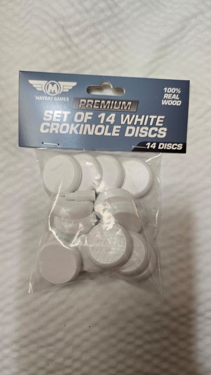 14 Crokinole Discs + 1 Peg in our Premium Version 10 Colors to Choose From!