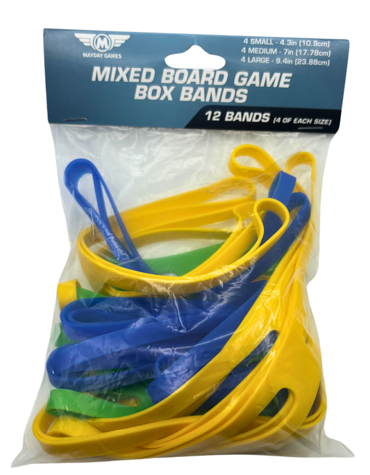 12 Pack of Mixed Board Game Box Bands (4 of each Small, Medium, Large) - Nick Nack's Full Frontal Attack