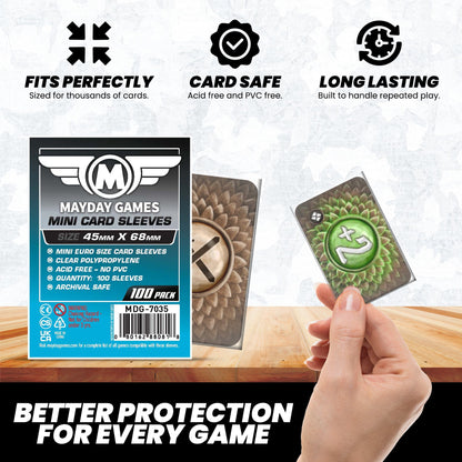 Mini Euro Card Sleeves (45x68mm) Standard 7035 or Premium 7080