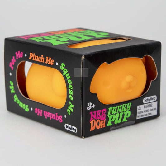 IN STOCK NOW: Schylling Nee-Doh Funky Pup Squishy: Orange - Nick Nack's Full Frontal Attack