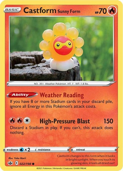Castform Sunny Form (SWSH06: Chilling Reign) Near Mint