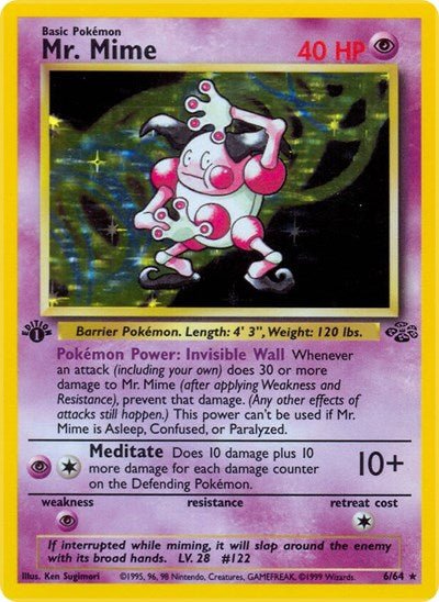 Mr. Mime (6) (Jungle) Medium Play Holofoil Unlimited - Nick Nack's Full Frontal Attack