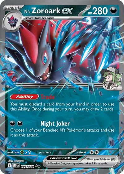 N's Zoroark ex - 098 (SV09: Journey Together) Near Mint Holofoil - Nick Nack's Full Frontal Attack