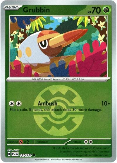 Grubbin (Quick Ball) (ME: Ascended Heroes) Near Mint Reverse Holofoil - Nick Nack's Full Frontal Attack